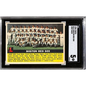 1956 Topps Red Sox Team Card Gray Back Sgc 5