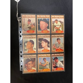 (9) 1962 Topps Baseball Allstars