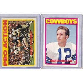 1972 Topps Roger Staubach Rc And In Action