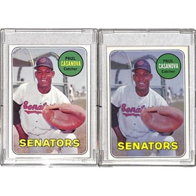 (2) 1969 Topps Paul Casanova Name Yellow/white