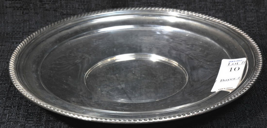 Sterling Platter: Sterling Silver 10" Platter 9.8 Troy Ounces made by FB Rogers Company