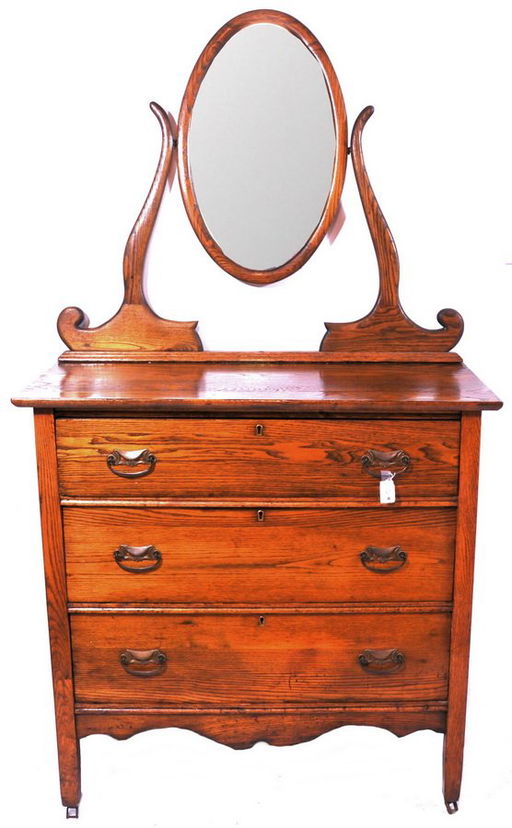 Three Drawer Oak Dresser 36x36x17 With Mirror Feb 06 2013