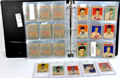 1949 Bowman Complete Set: Complete set of (240 cards 1949 Bowman Baseball Cards including Jackie Robinson, Yogi Berra, Stan Musial, Bob Feller, set is in very good-excellent condition and features over 35 Hall Of Famers includ