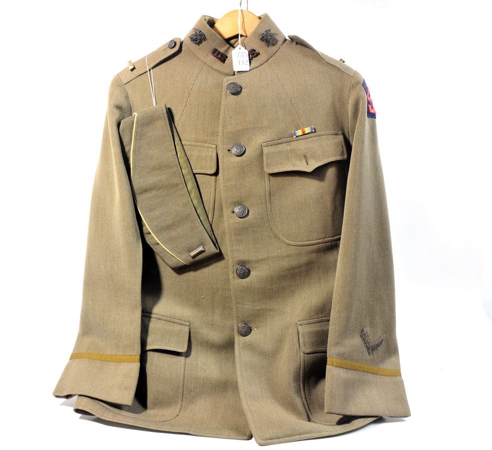 WWI Officers Uniform: WWI US Officer's Uniform , Jacket, Pants and cap, 1st Lt. Quarter Master, with Officer's Name and Uniform Maker
