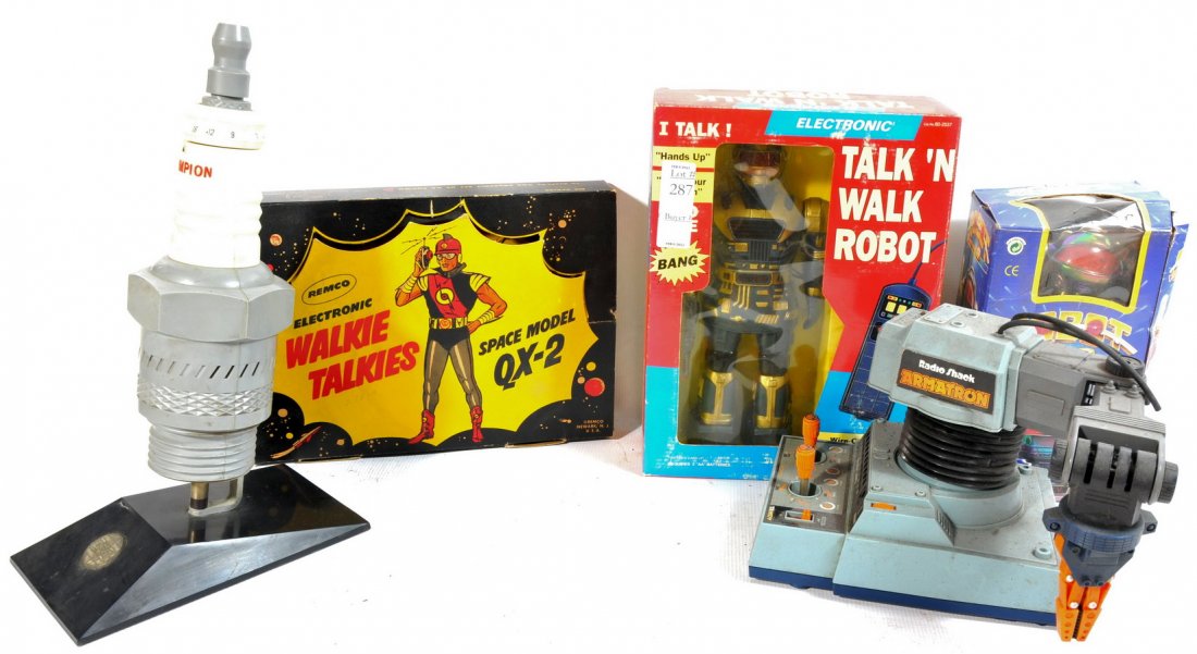 Toy Collection: Toy Collection to include Remco Walkie Talkies in original box, Champion Spark Plug, Sonic Robot and Talk and Walk Robot