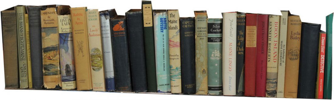 Plus 20 Maine Book Collection to include: "The Beans of: Plus 20 Maine Book Collection to include: "The Beans of Maine" by Carolyn Chute, "The Maine Islands" by Dorothy Simpson, "Captain Caution" by Kenneth Roberts, "Maine Lingo" By John Gould, "Arundel" by