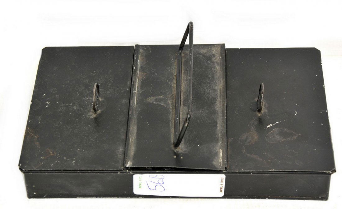 Tin Box filled with estate photos (SC4): Tin Box filled with estate photos (as found) including old Coca Cola Bottle Caps, Wheat Pennies, Gold Filled pocket knives, Uniform Buttons and Carte De Visits