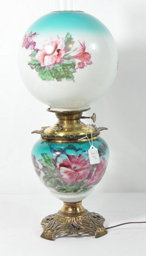 Gone with the wind lamp(CG): 27" Gone With The Wind Lamp floral blues and pinks
