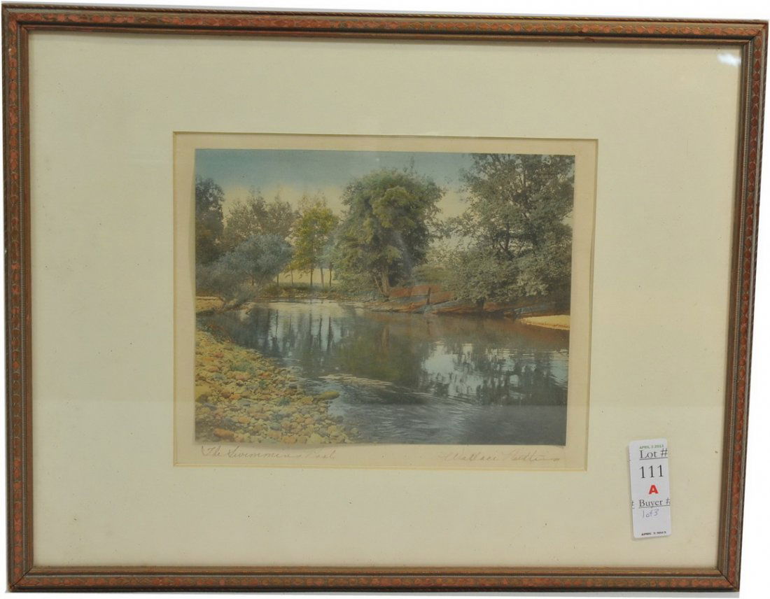 3 Wallace Nuttings (LW): 3 Wallace Nuttings "The Swimmers Pool" 7.5" x 9.5" in frame, "A May Drive" 7.5" x 9.5", unsigned 6.5" x 3"