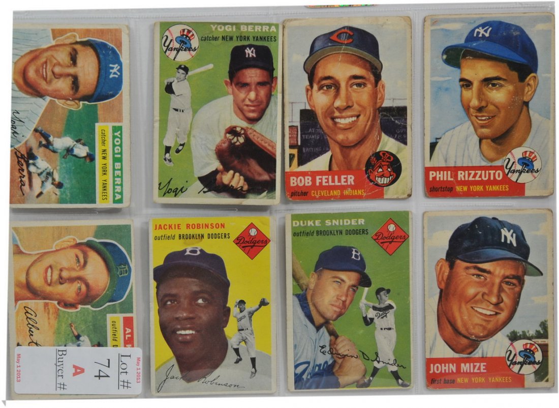 8 1950's Baseball stars/SC4: including Yogi Berra, Bob Feller, Phil Rizzuto, Al Kaline, Jackie Robinson, Duke Snider, and Johnny Mize