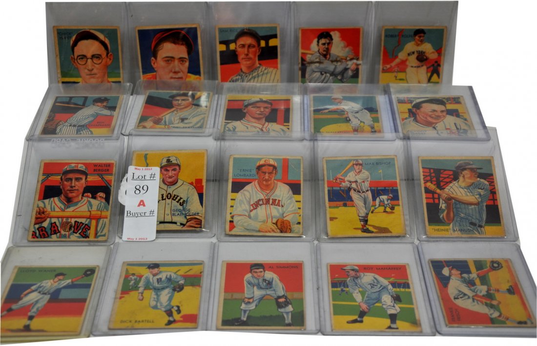 Collection of 20 1935 Chicle Diamond Stars/SC4: including Walter Berger, Schoolboy Rowe, Bill Hallahan, Johnny Vergez, Van Mungo, Jimmy Dykes, Dick Bartell, George Blaeholder, Ben Chapman, Roy Mahaffey, Max Bishop, Ernie Lombardi, Al Simmons, Lloyd