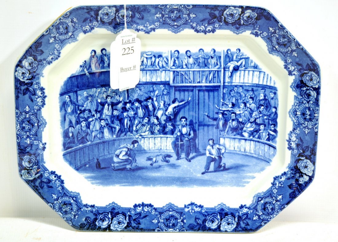 George Jones Blue and White Transfer Platter CG: measures 14"