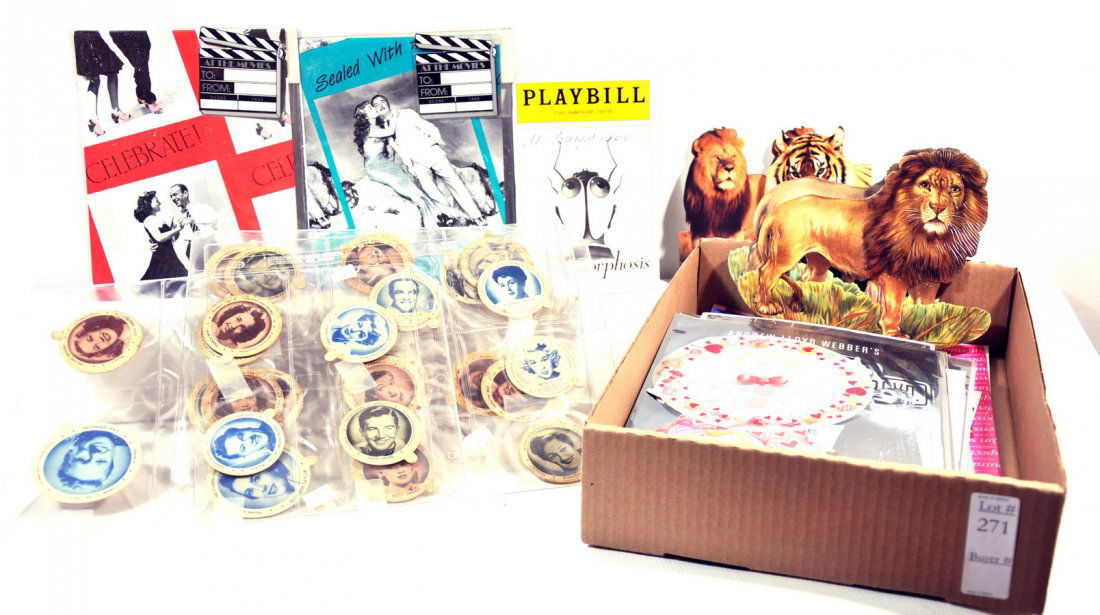 Collection of Movie Ephemera T4: including Hoodsie Milk caps depicting actresses, a Playbill signed by Mikhail Baryshnikov and more
