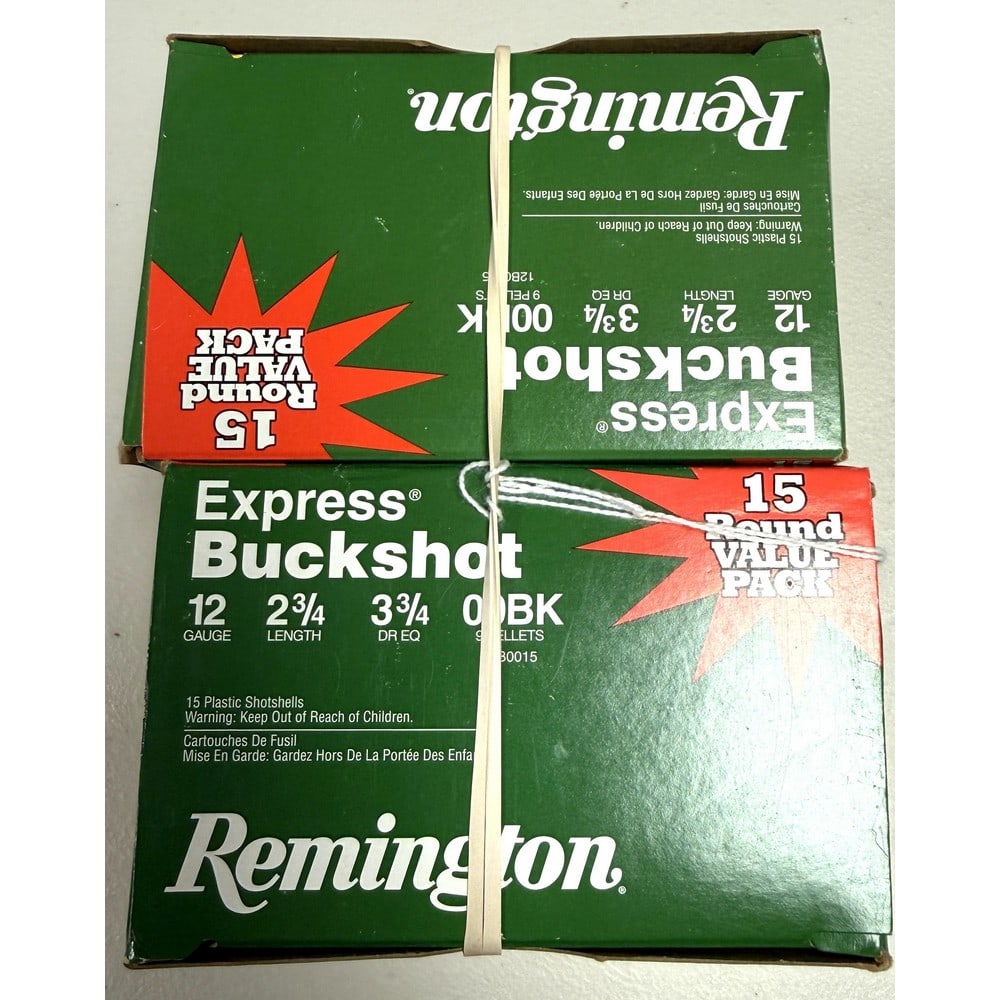 (2) 15 Round Boxes Remington Express Buckshot: 2 3/4" Length 00 Buckshot 12 Gauge
