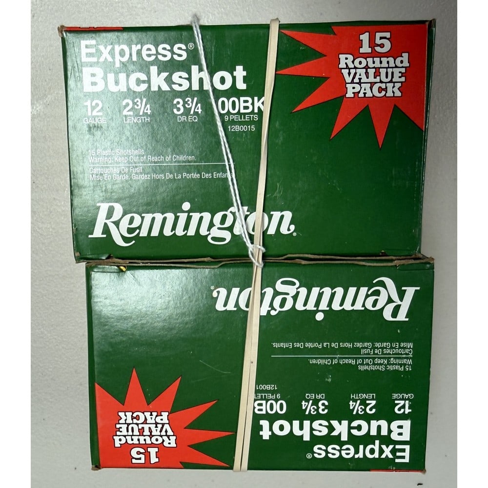 (2) 15 Round Boxes Remington Express Buckshot: 2 3/4" Length 00 Buckshot 12 Gauge