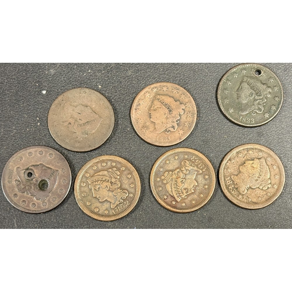 7 Us Large Cents Two With Holes (1 of 1)