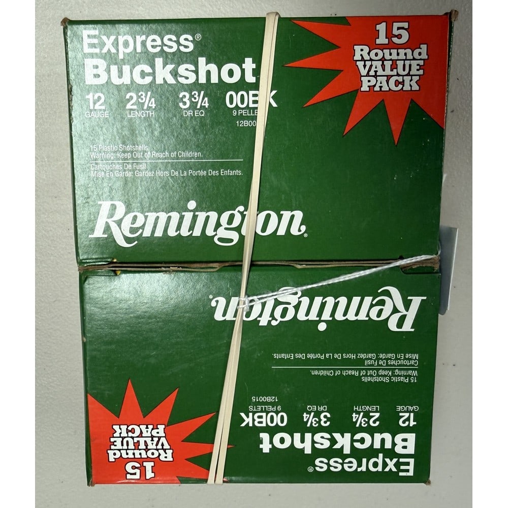 (2) 15 Round Boxes Remington Express Buckshot: 2 3/4" Length 00 Buckshot 12 Gauge
