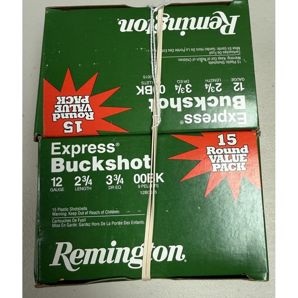 (2) 15 Round Boxes Remington Express Buckshot: 2 3/4" Length 00 Buckshot 12 Gauge