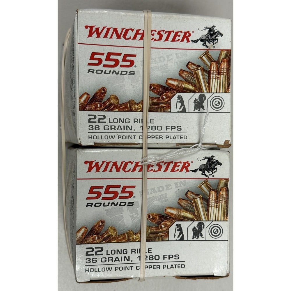 (2) 555 Round Winchester 22 Caliber Boxes: 36 Grain
