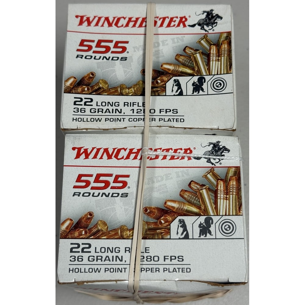 (2) 555 Round Winchester 22 Caliber Boxes: 36 Grain