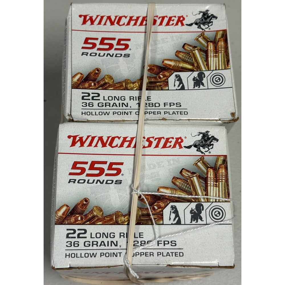 (2) 555 Round Winchester 22 Caliber Boxes: 36 Grain