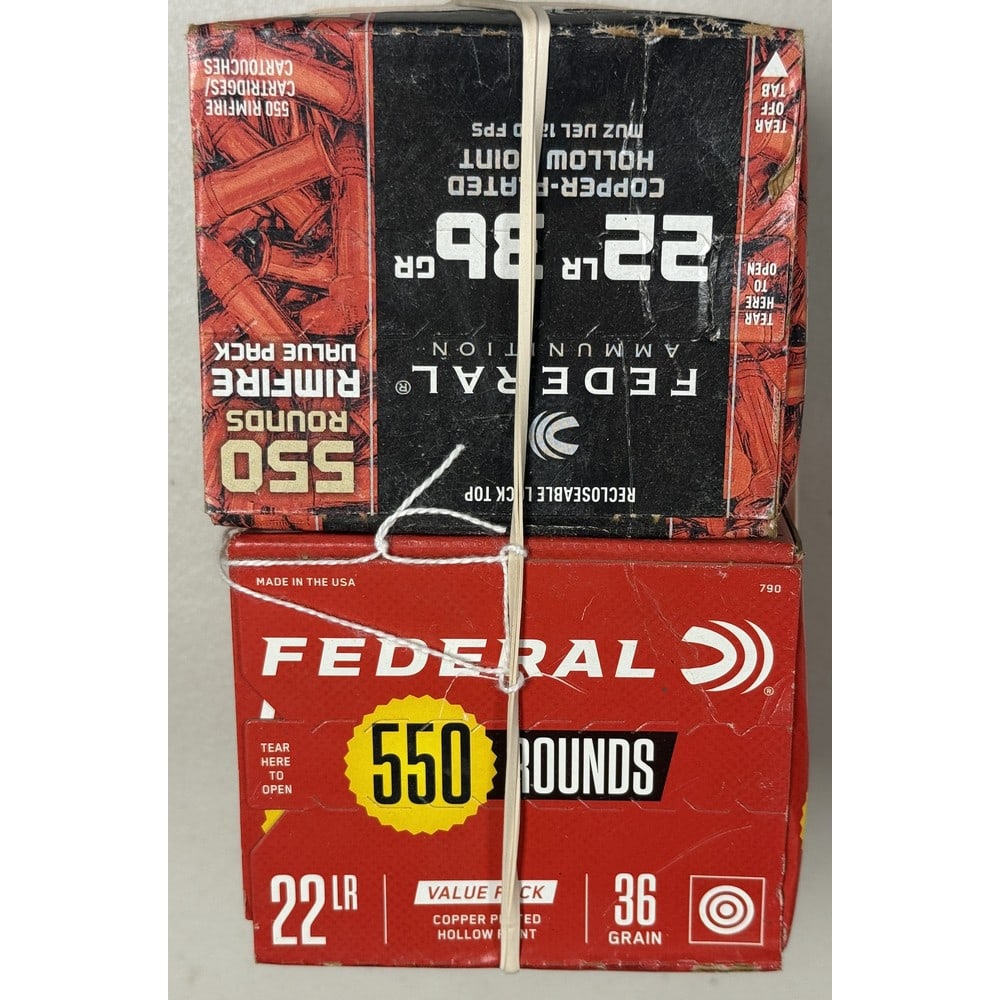 (2) 555 Round Federal 22 Caliber Boxes: 36 Grain