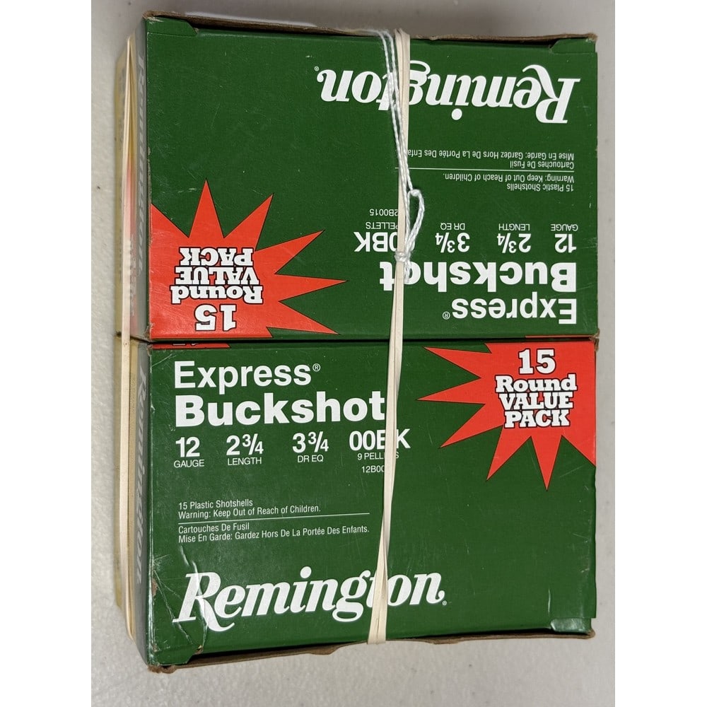 (2) 15 Round Boxes Remington Express Buckshot: 2 3/4" Length 00 Buckshot 12 Gauge