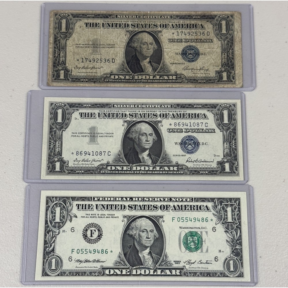(3) Us $1 Star Notes (2) Are Silver Certicates: (3) Us $1 Star Notes (2) Are Silver Certicates