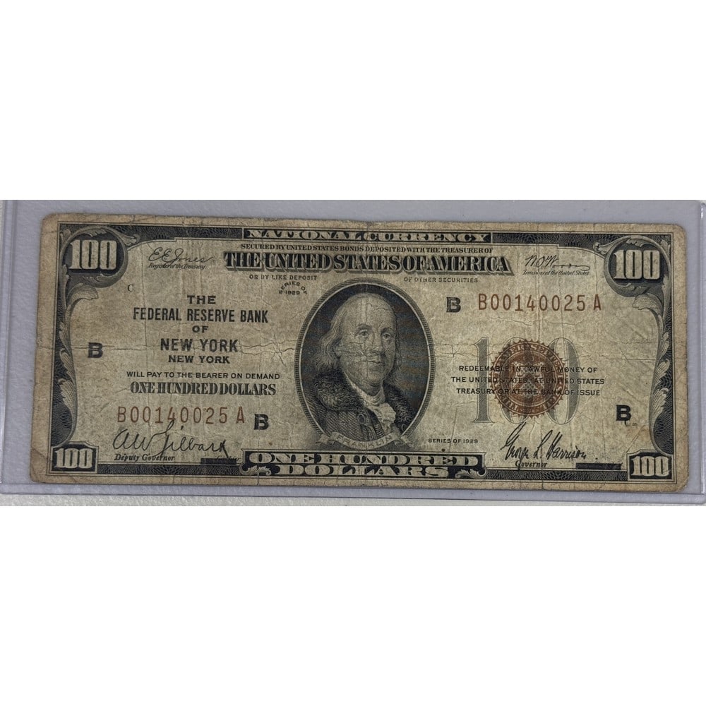 1929 Red Seal Us $100 Federal Reserve Note: 1929 Red Seal Us $100 Federal Reserve Note