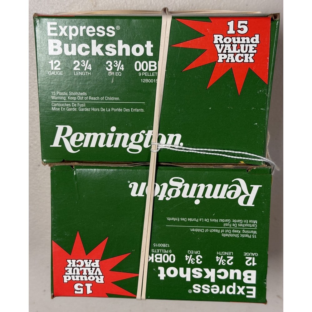 (2) 15 Round Boxes Remington Express Buckshot: 2 3/4" Length 00 Buckshot 12 Gauge