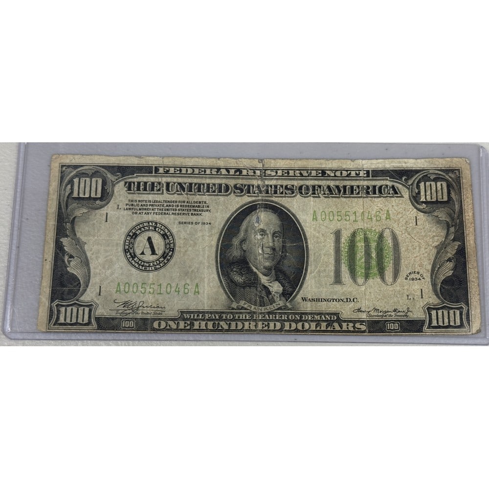 1934 Us $100 Federal Reserve Note (1 of 2)