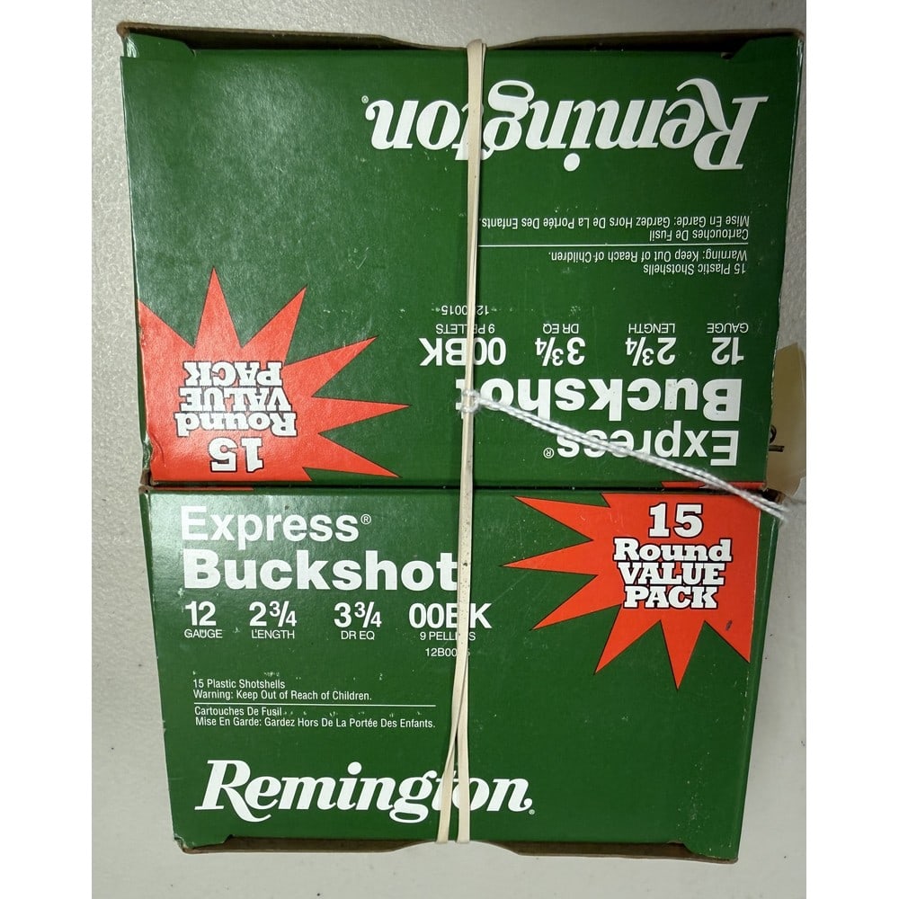 (2) 15 Round Boxes Remington Express Buckshot: 2 3/4" Length 00 Buckshot 12 Gauge