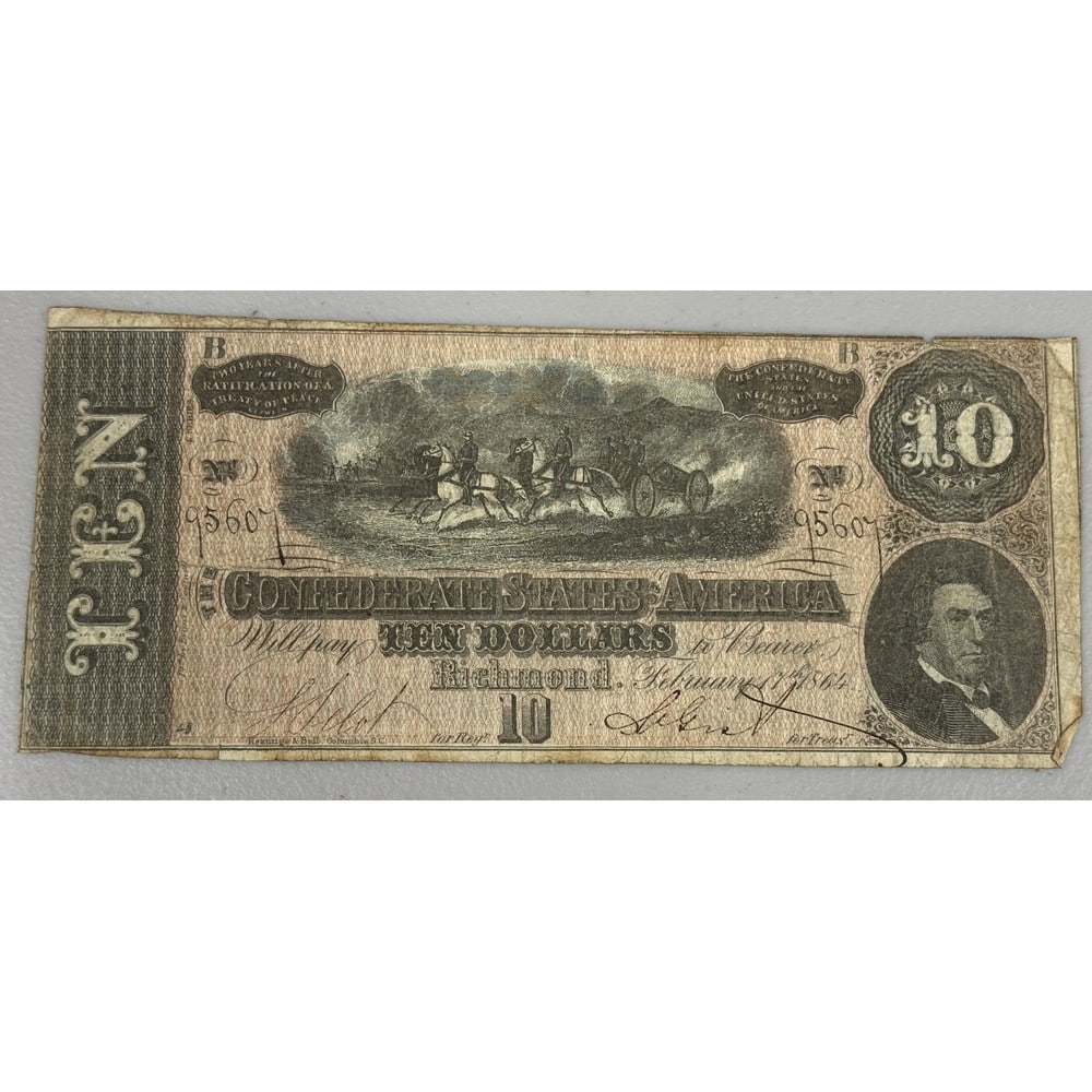 1864 Us Confederate $10 Note (1 of 2)