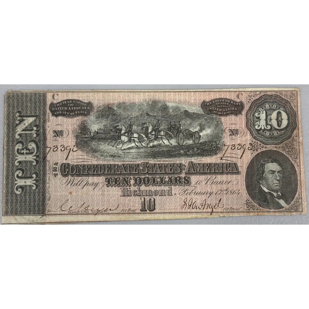 1864 Us Confederate $10 Note (1 of 2)