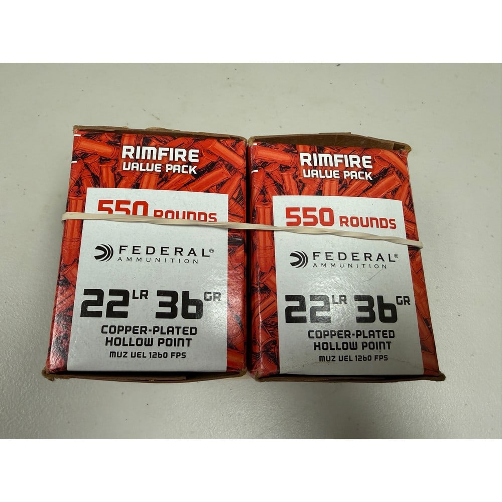 (2) 555 Round Federal 22 Caliber Boxes: 36 Grain