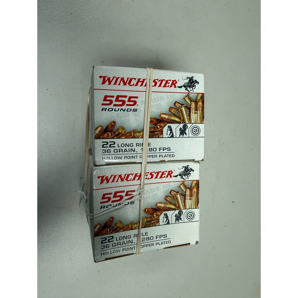 (2) 555 Round Winchester 22 Caliber Boxes: 36 Grain