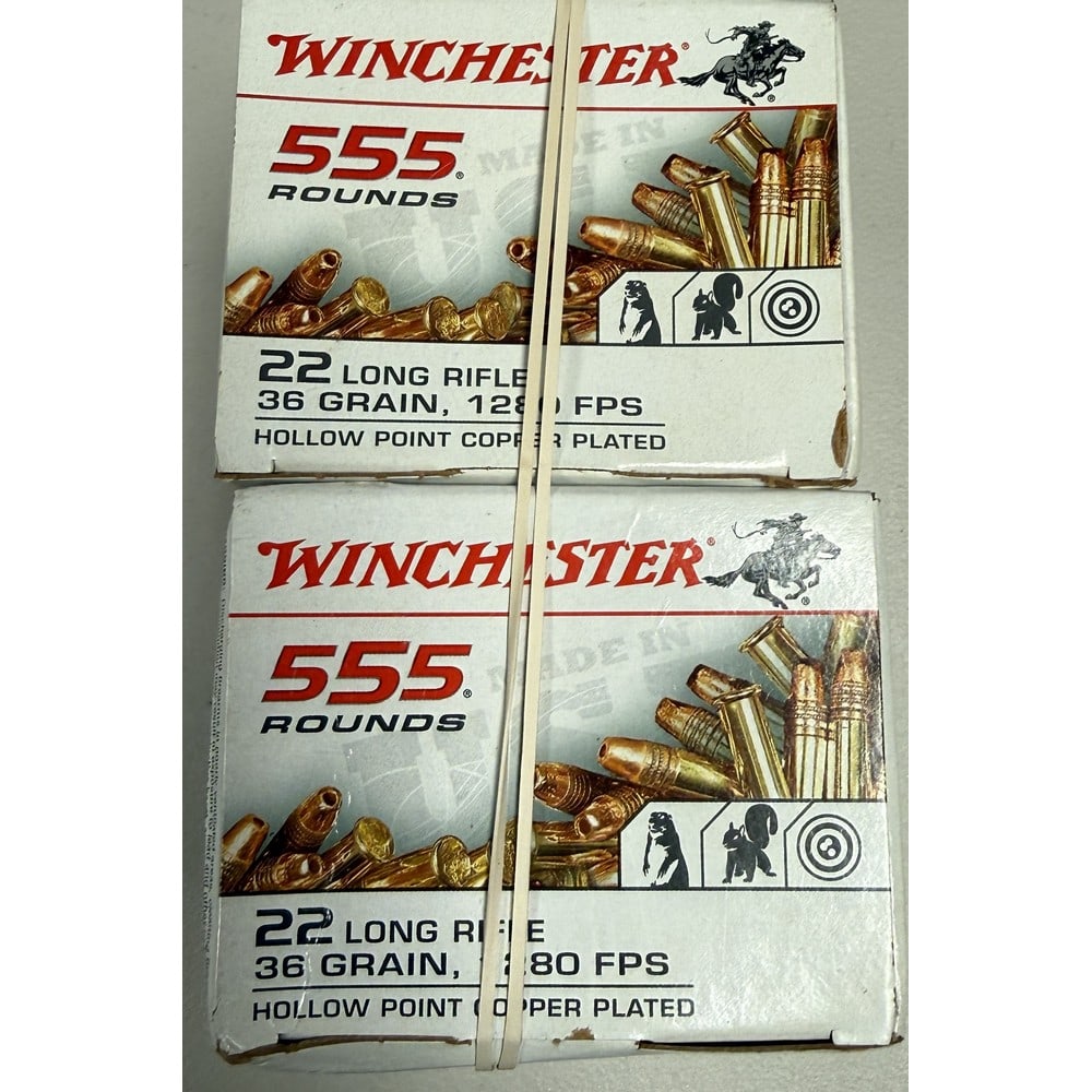 (2) 555 Round Winchester 22 Caliber Boxes: 36 Grain