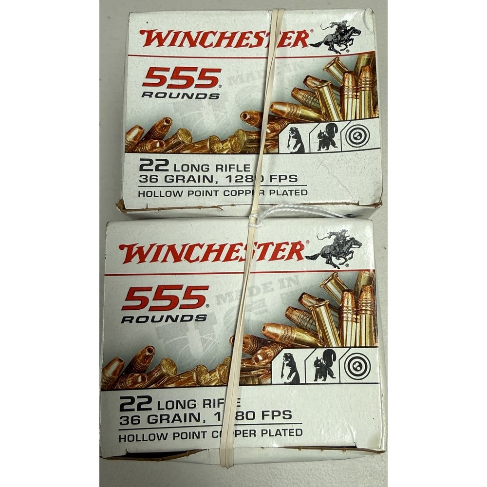 (2) 555 Round Winchester 22 Caliber Boxes: 36 Grain