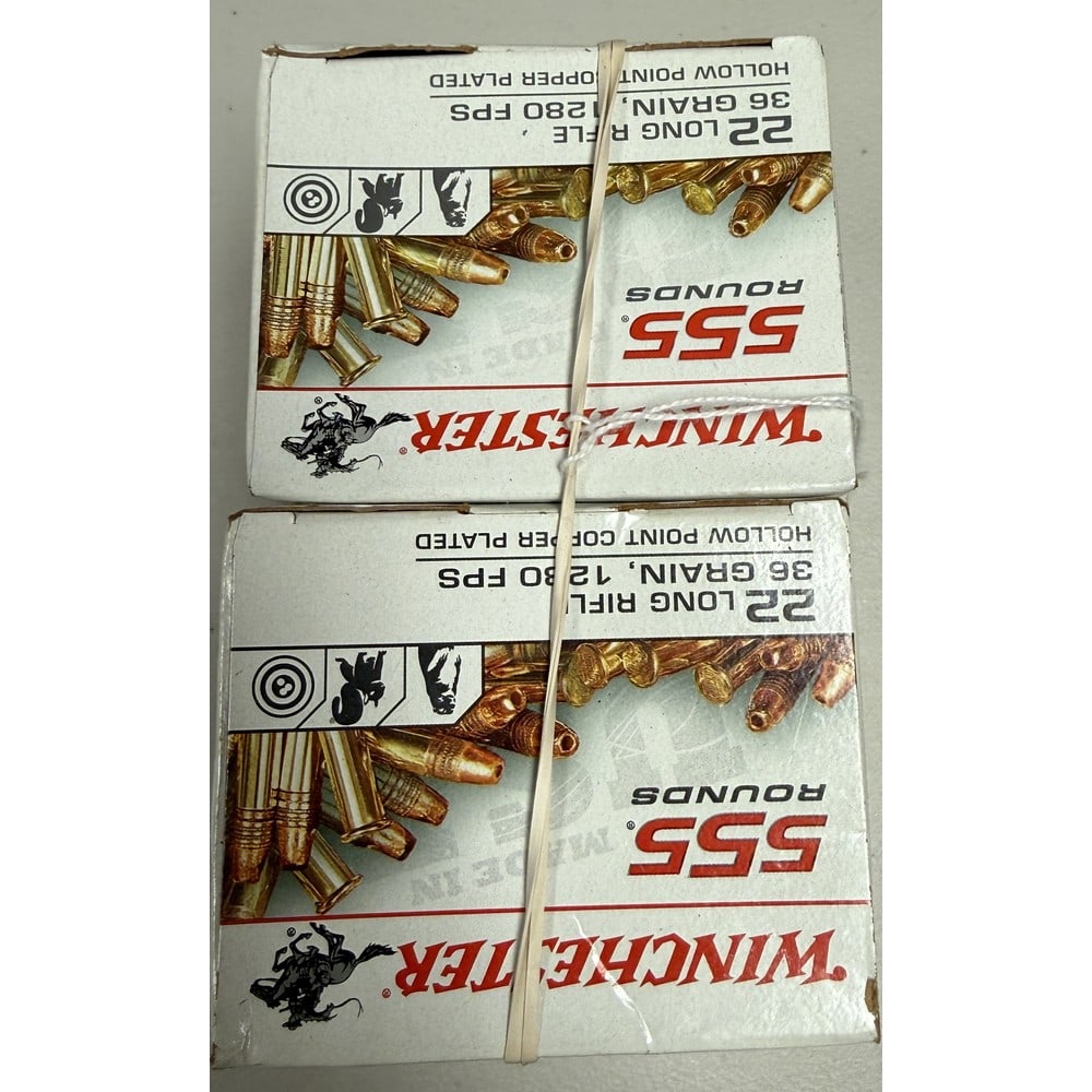 (2) 555 Round Winchester 22 Caliber Boxes: 36 Grain