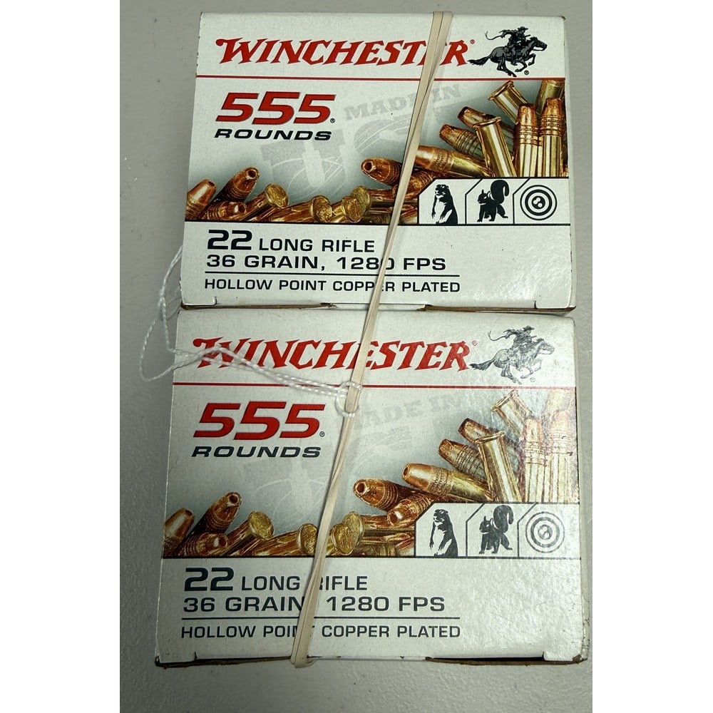 (2) 555 Round Winchester 22 Caliber Boxes: 36 Grain