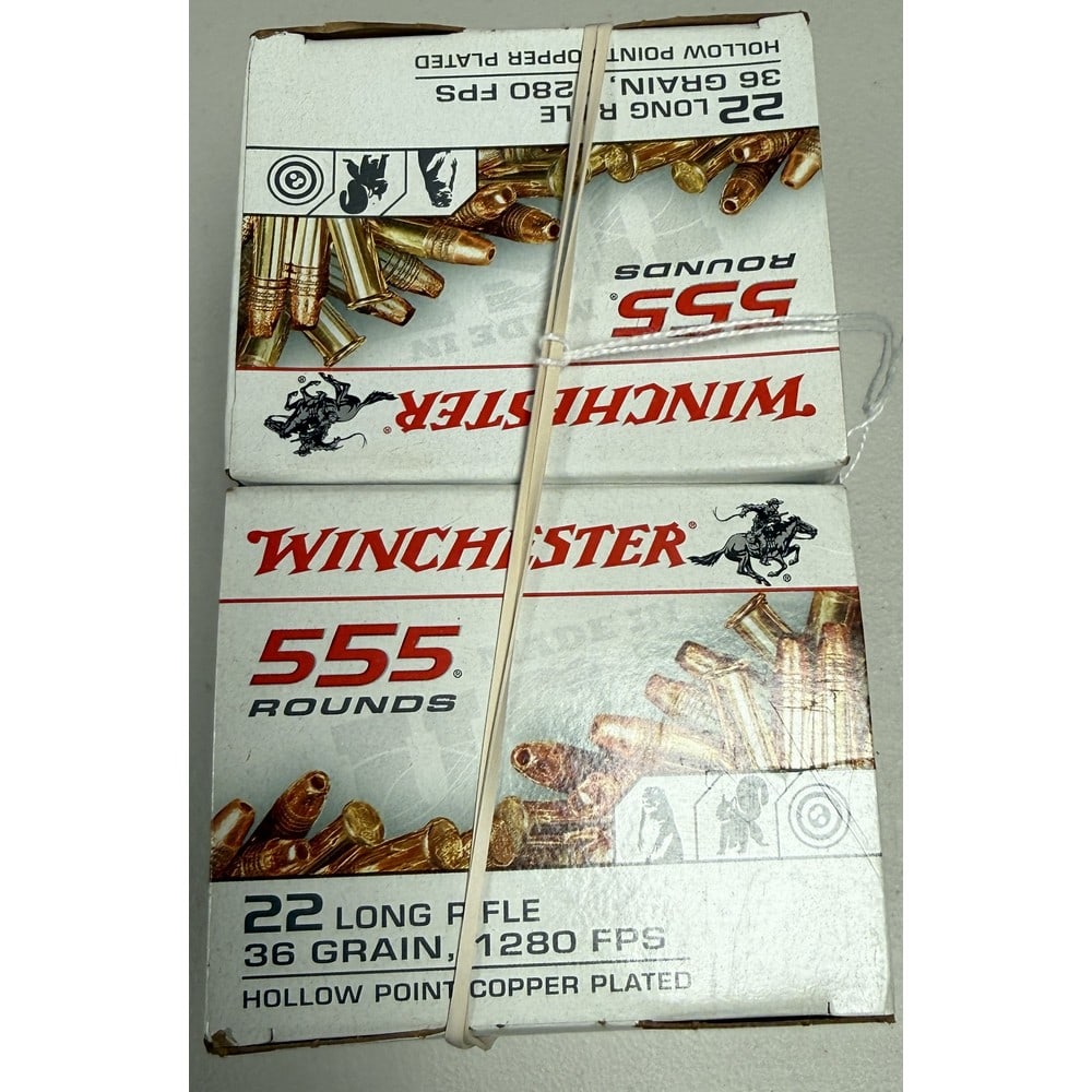 (2) 555 Round Winchester 22 Caliber Boxes: 36 Grain