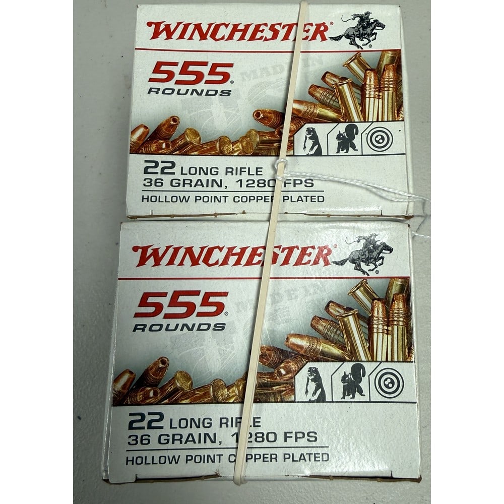 (2) 555 Round Winchester 22 Caliber Boxes: 36 Grain