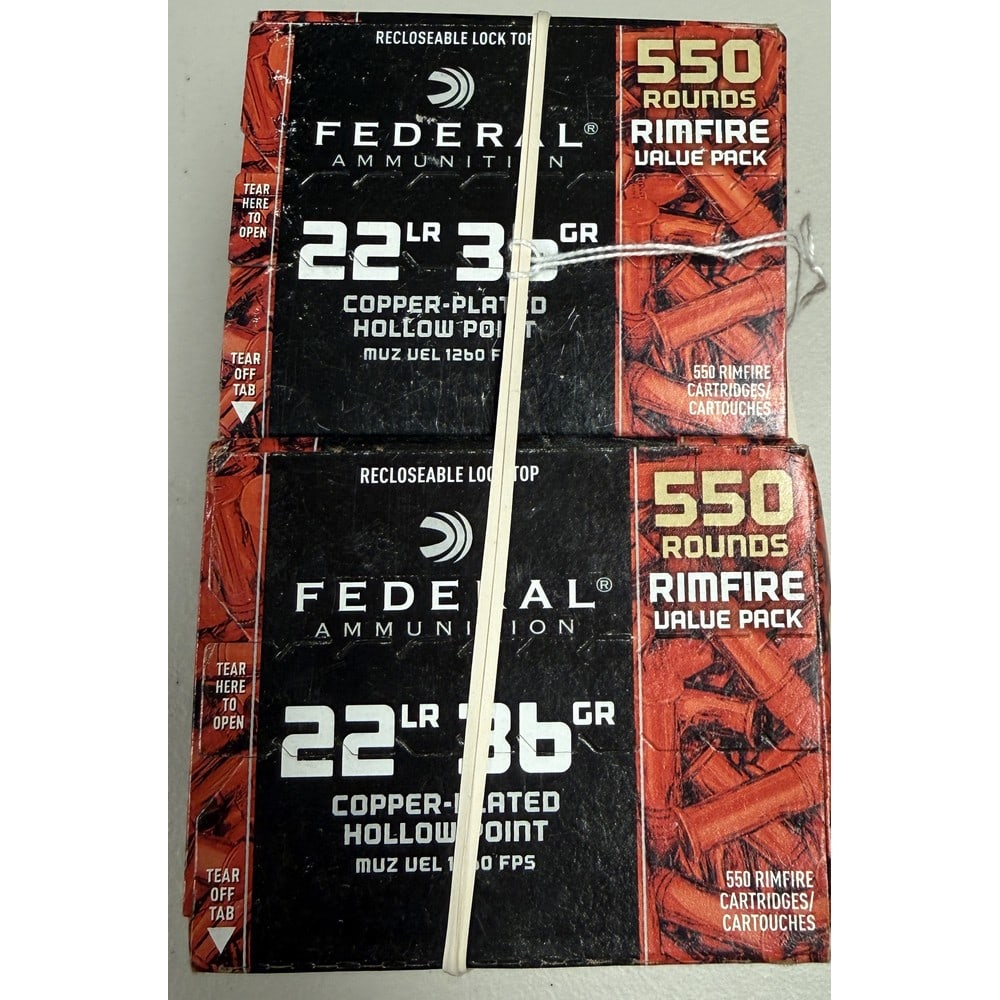 (2) 555 Round Federal 22 Caliber Boxes: 36 Grain