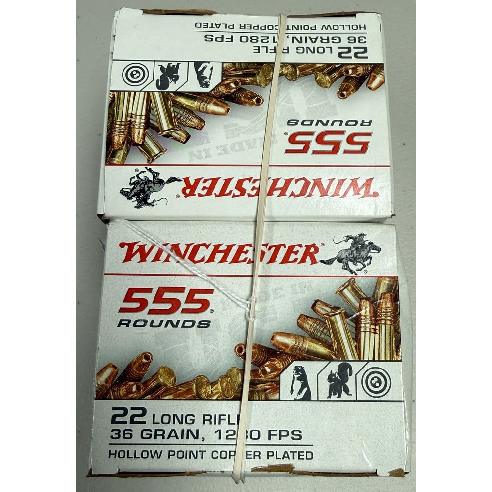 (2) 555 Round Winchester 22 Caliber Boxes: 36 Grain