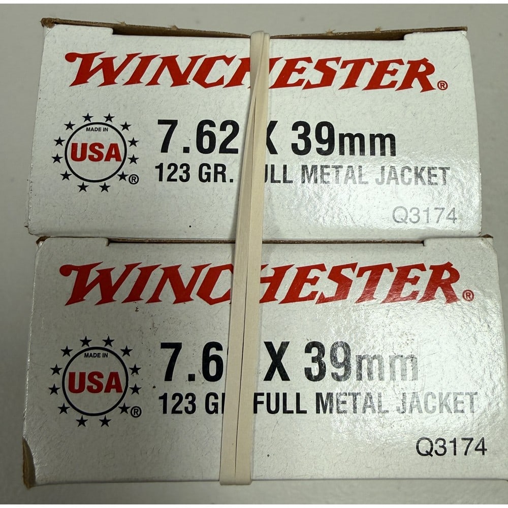 (2) Boxes Winchester 7.62x 39 Mm Fmj: (2) Boxes Winchester 7.62x 39 Mm Fmj 123 Grain