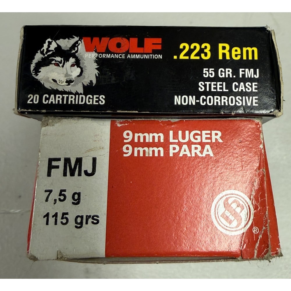 (2) Full Boxes 9mm And 223 Rem: (2) Full Boxes 9mm And 223 Rem