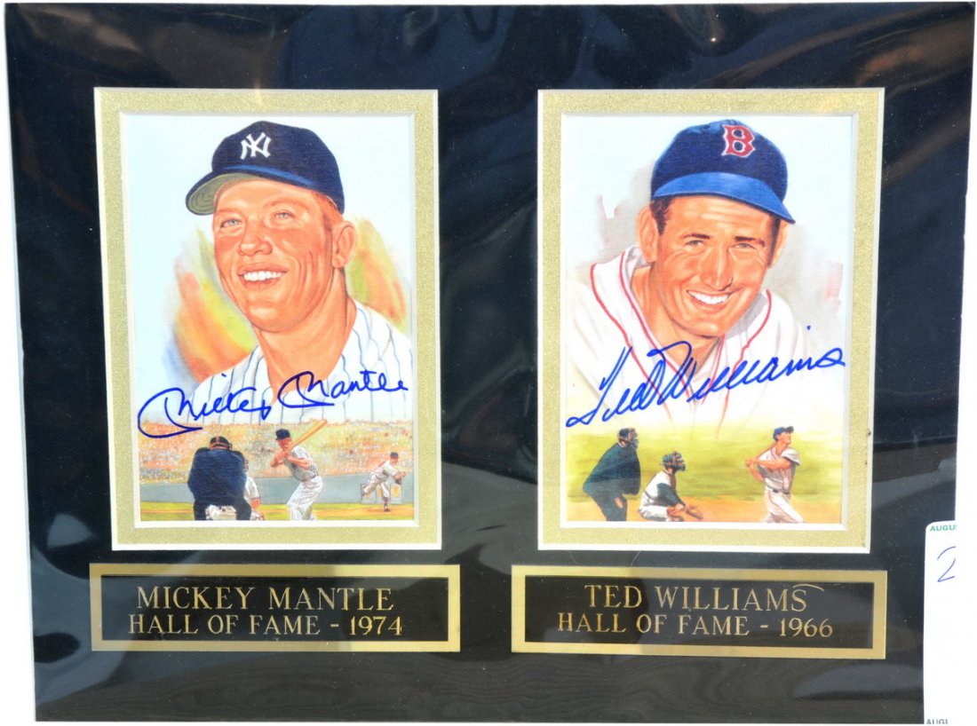 Mickey Mantle and Ted Williams autographs: Mickey Mantle Hall of Fame 1974 and Ted Williams Hall of Fame 1966