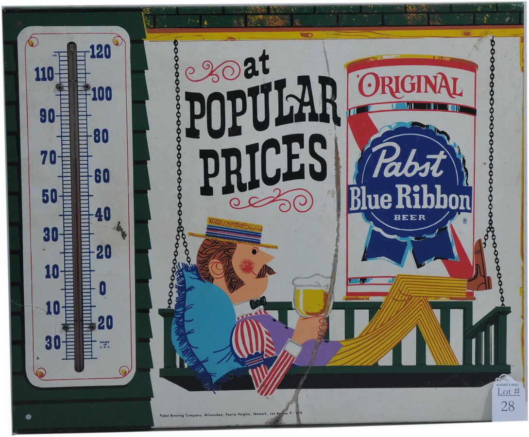 Pabst Blue Ribbon Vintage Thermometer 17x14