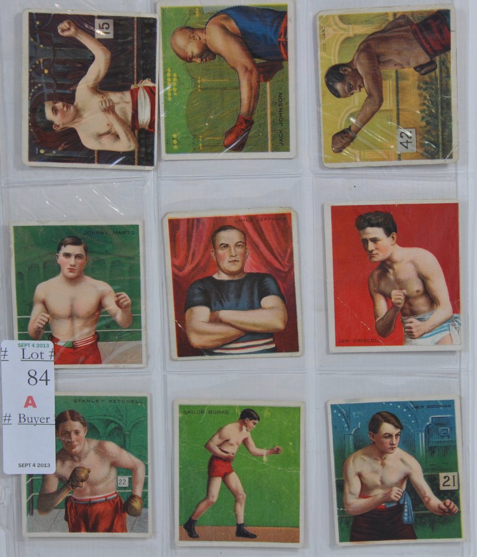 9 1910 T-218 Boxing Cards including Jack Johnson: 9 1910 T-218 Boxing Cards including Jack Johnson