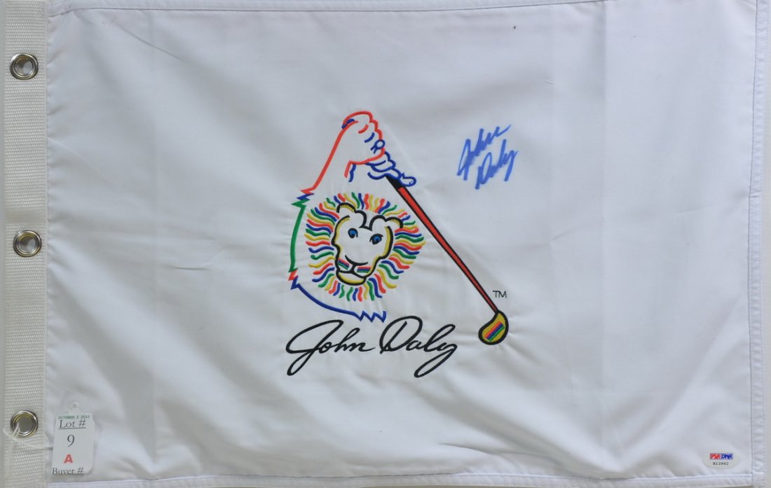John Daly Pin Flag signed by Daly: with PSA DNA COA
